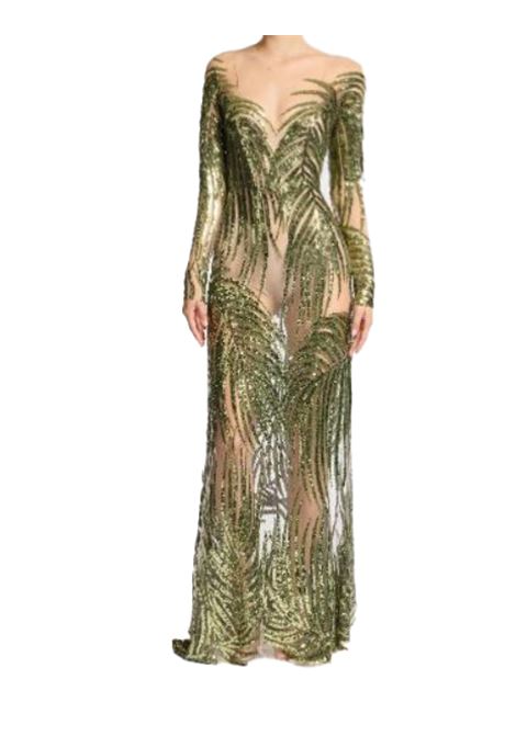Abito lungo ricamato in tulle in verde Elie Saab - donna ELIE SAAB | D0624NS25YA034GN012